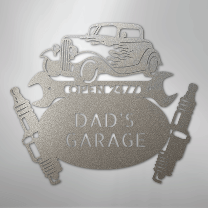 My Easy Monogram Steel Sign Silver / 12" Hot Rod Mechanic Monogram - Steel Sign