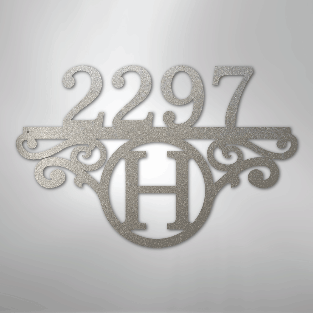 My Easy Monogram Steel Sign Silver / 12" Initial Address Monogram - Steel Sign