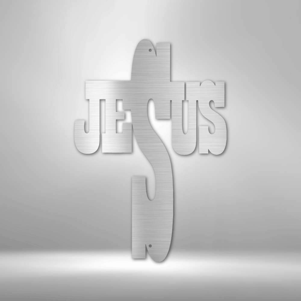 My Easy Monogram Steel Sign Silver / 12" Jesus Cross - Steel Sign