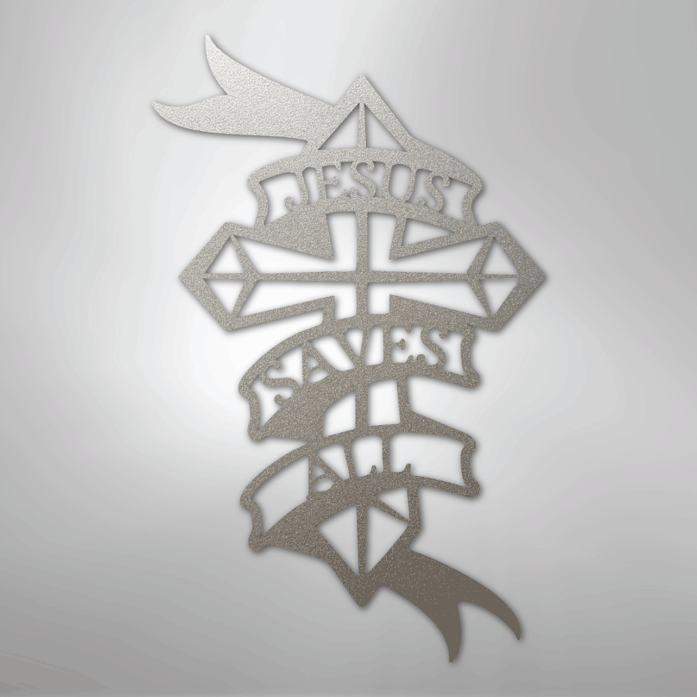 My Easy Monogram Steel Sign Silver / 12" Jesus Saves All - Steel Sign