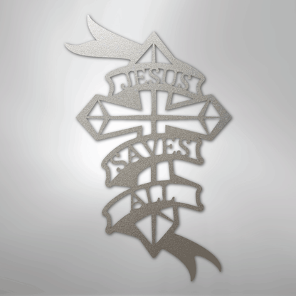 My Easy Monogram Steel Sign Silver / 12" Jesus Saves All - Steel Sign