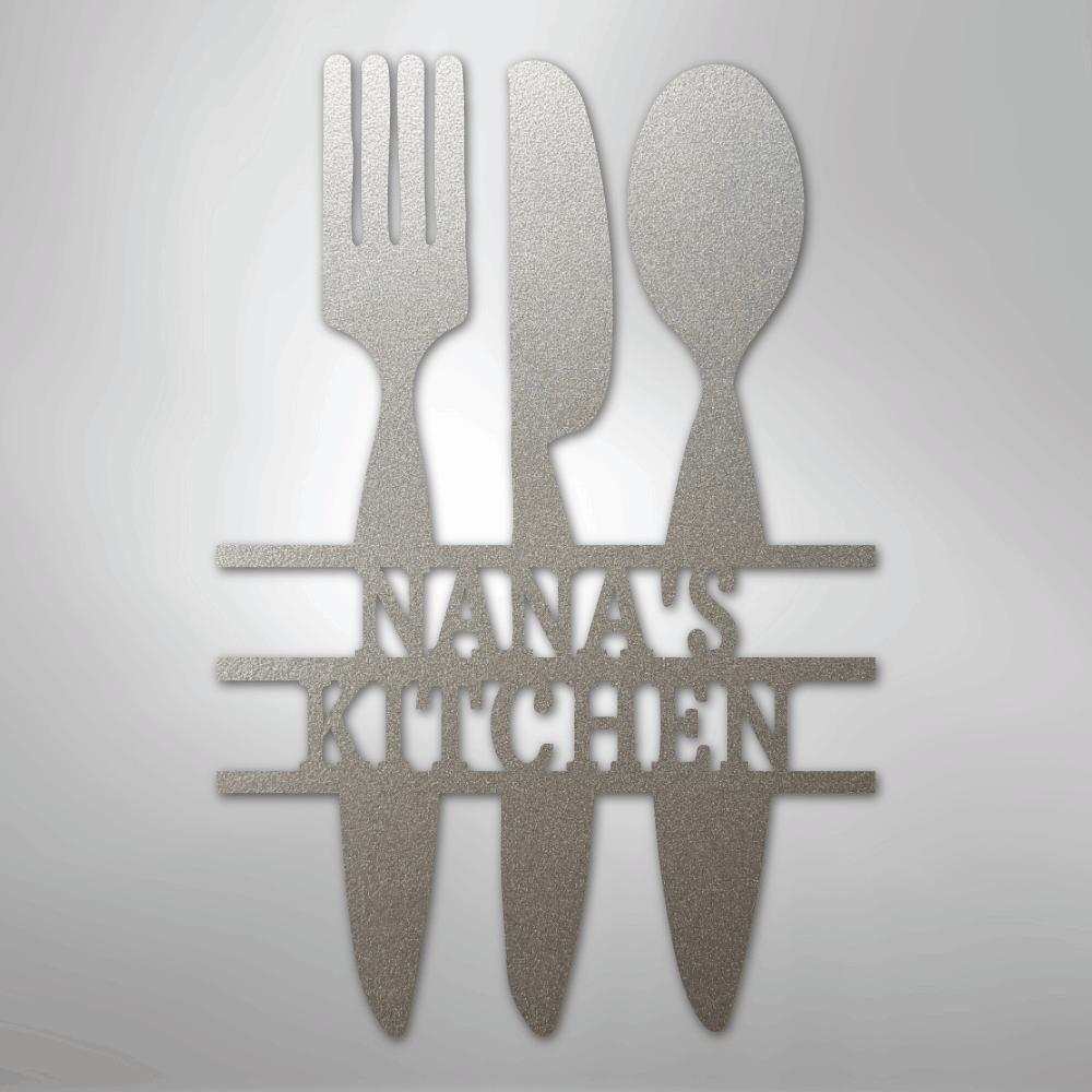 My Easy Monogram Steel Sign Silver / 12" Kitchen Utensil Monogram - Steel Sign