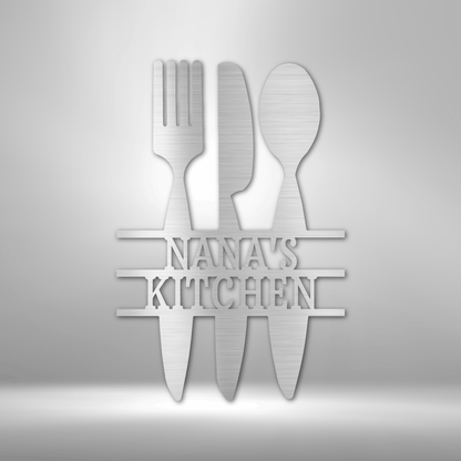 My Easy Monogram Steel Sign Silver / 12" Kitchen Utensil Monogram - Steel Sign