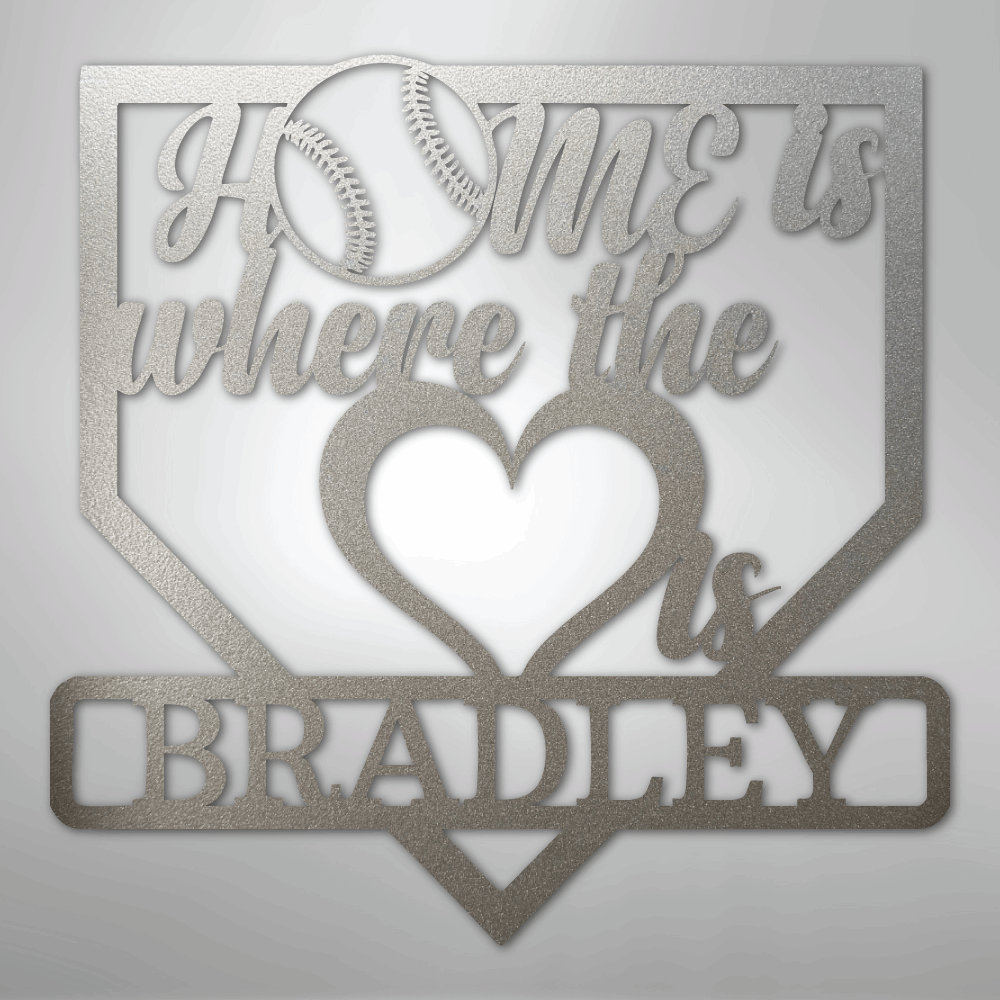 My Easy Monogram Steel Sign Silver / 12" Love Baseball Monogram - Metal Sign