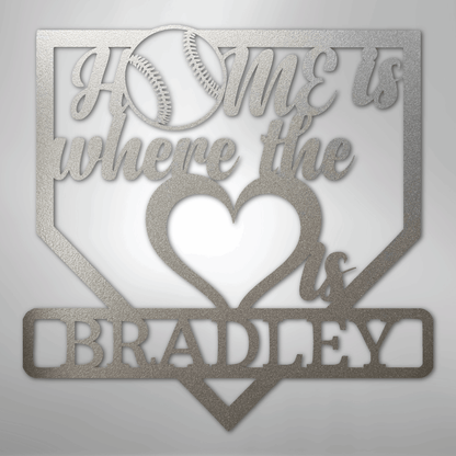 My Easy Monogram Steel Sign Silver / 12" Love Baseball Monogram - Metal Sign