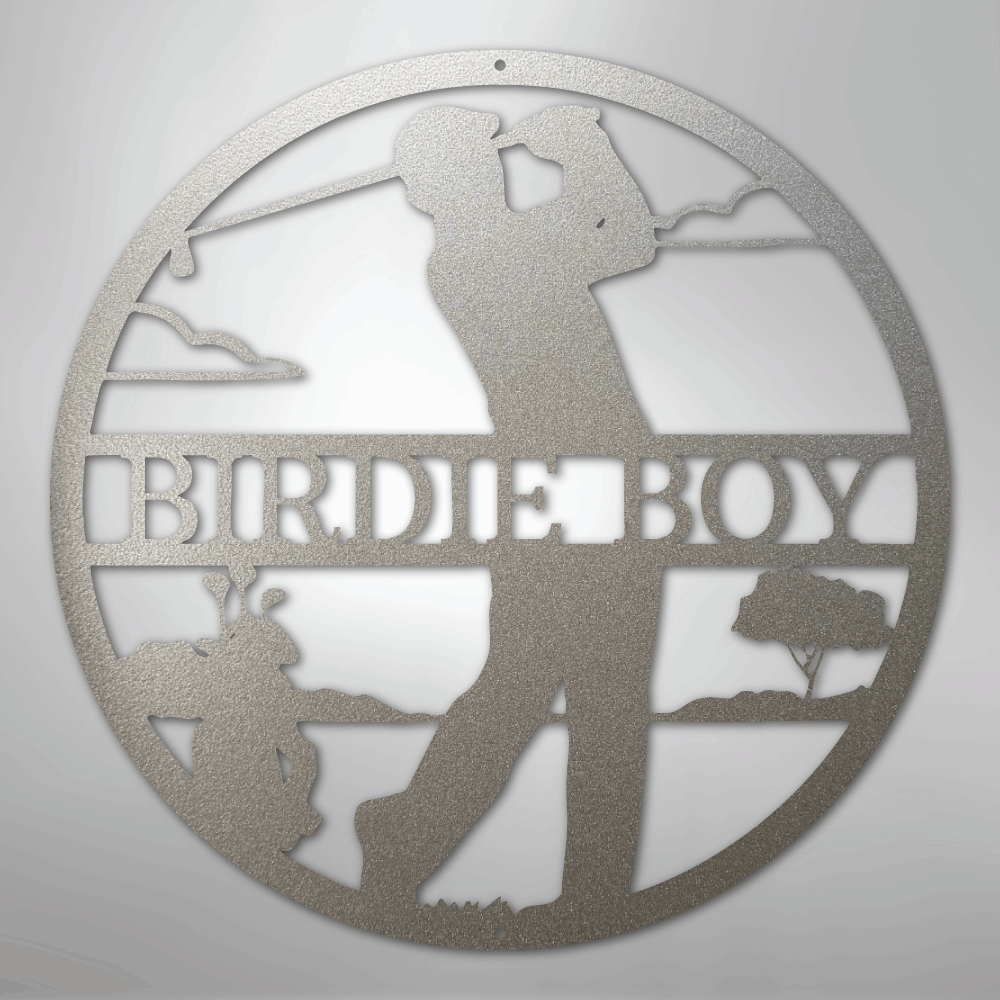 My Easy Monogram Steel Sign Silver / 12" Male Golfer Monogram - Steel Sign