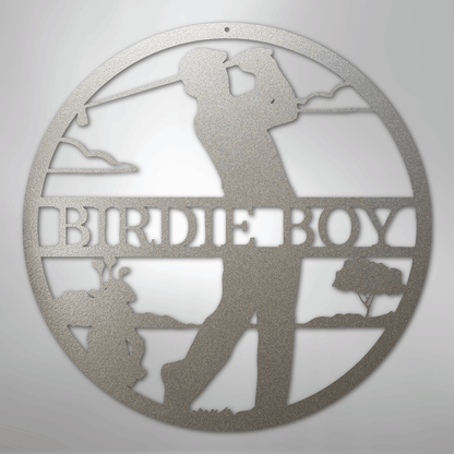 My Easy Monogram Steel Sign Silver / 12" Male Golfer Monogram - Steel Sign