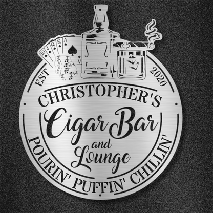 My Easy Monogram Steel Sign Silver / 12 Man Cave - Cigar Bar Lounge - Steel Sign
