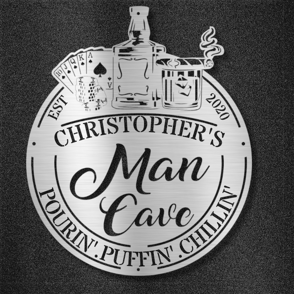 My Easy Monogram Steel Sign Silver / 12 Man Cave - Steel Sign
