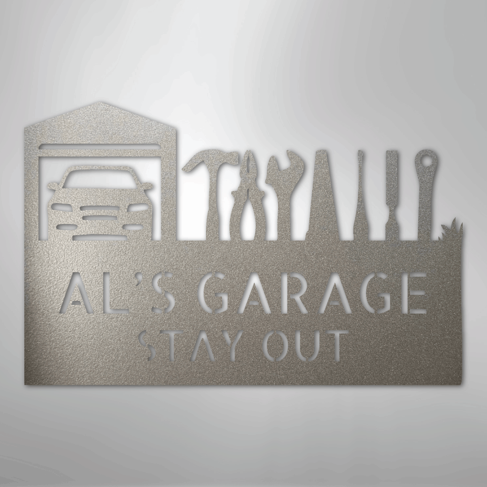 My Easy Monogram Steel Sign Silver / 12" Master Of The Garage Monogram - Steel Sign