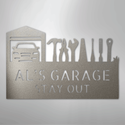 My Easy Monogram Steel Sign Silver / 12" Master Of The Garage Monogram - Steel Sign