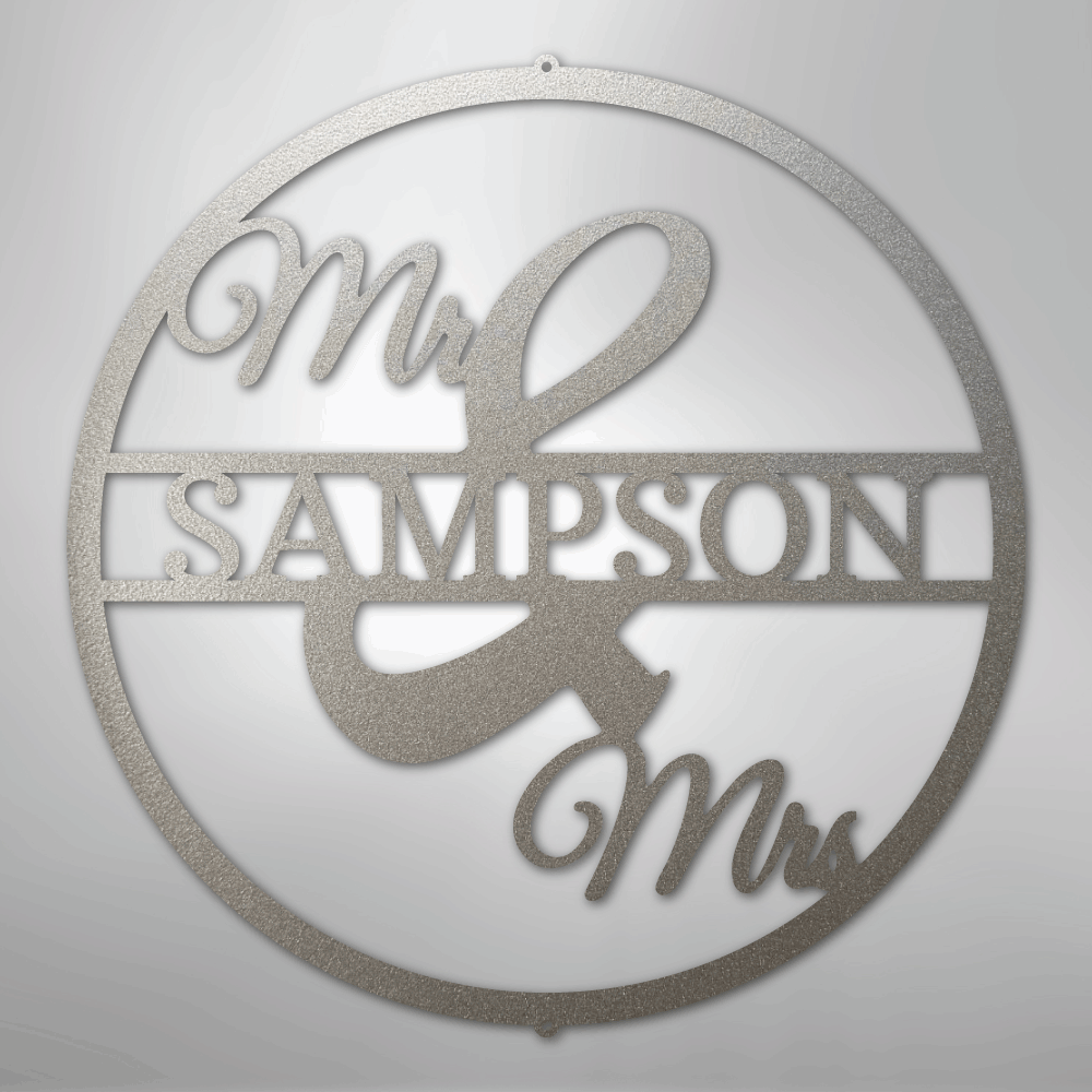 My Easy Monogram Steel Sign Silver / 12" Mr and Mrs Circle Monogram - Steel Sign