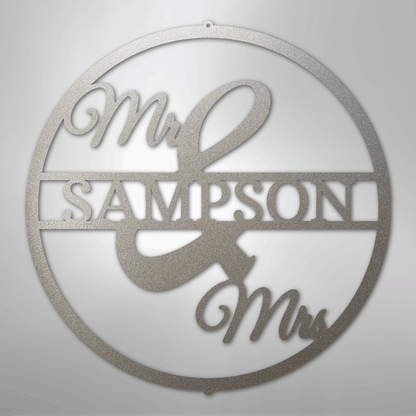My Easy Monogram Steel Sign Silver / 12" Mr and Mrs Circle Monogram - Steel Sign