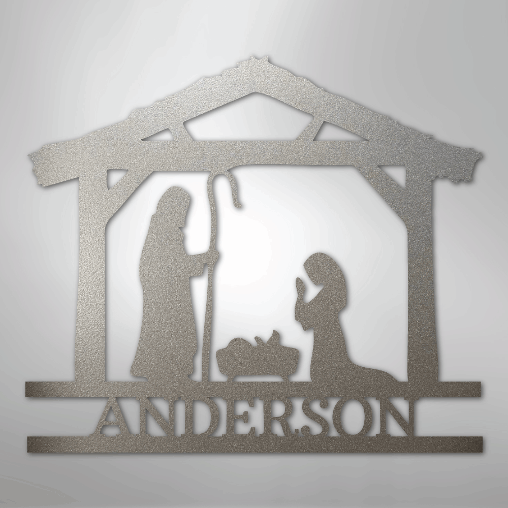 My Easy Monogram Steel Sign Silver / 12" Nativity Simple Monogram - Steel Sign