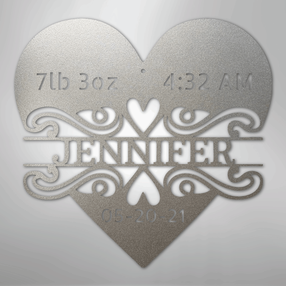 My Easy Monogram Steel Sign Silver / 12" Newborn Love Monogram - Steel Sign