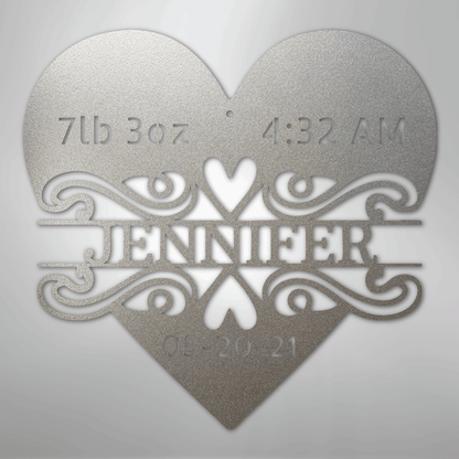 My Easy Monogram Steel Sign Silver / 12" Newborn Love Monogram - Steel Sign