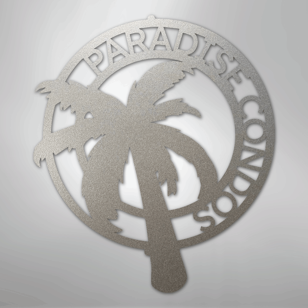 My Easy Monogram Steel Sign Silver / 12" Palm Tree Monogram - Steel Sign