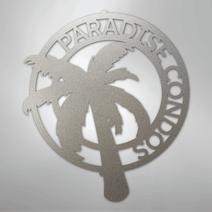 My Easy Monogram Steel Sign Silver / 12" Palm Tree Monogram - Steel Sign