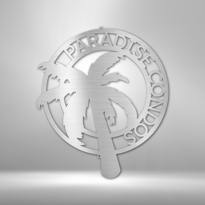 My Easy Monogram Steel Sign Silver / 12" Palm Tree Monogram - Steel Sign