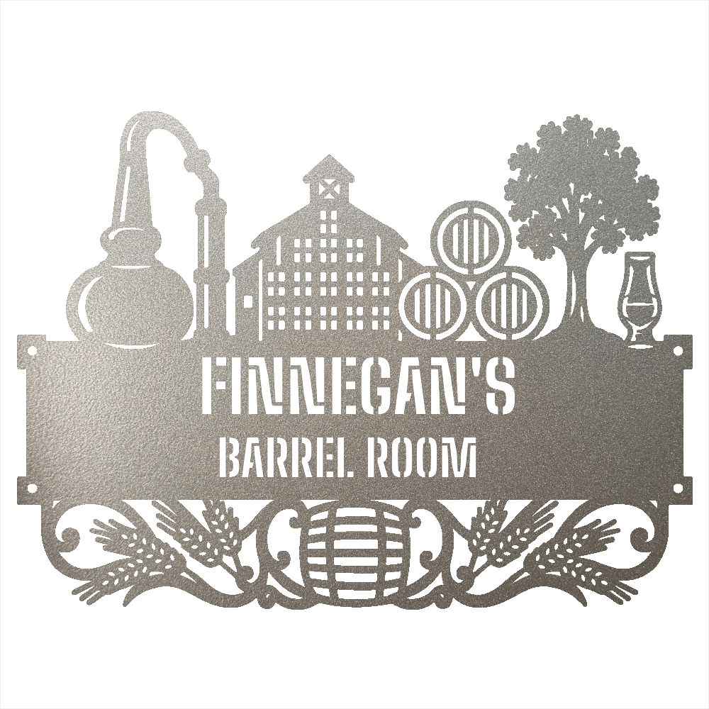 My Easy Monogram Steel Sign Silver / 12 Personalized Distillery Barrel Room Metal Wall Art
