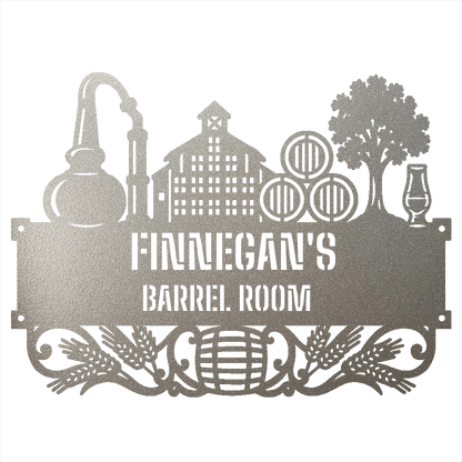 My Easy Monogram Steel Sign Silver / 12 Personalized Distillery Barrel Room Metal Wall Art
