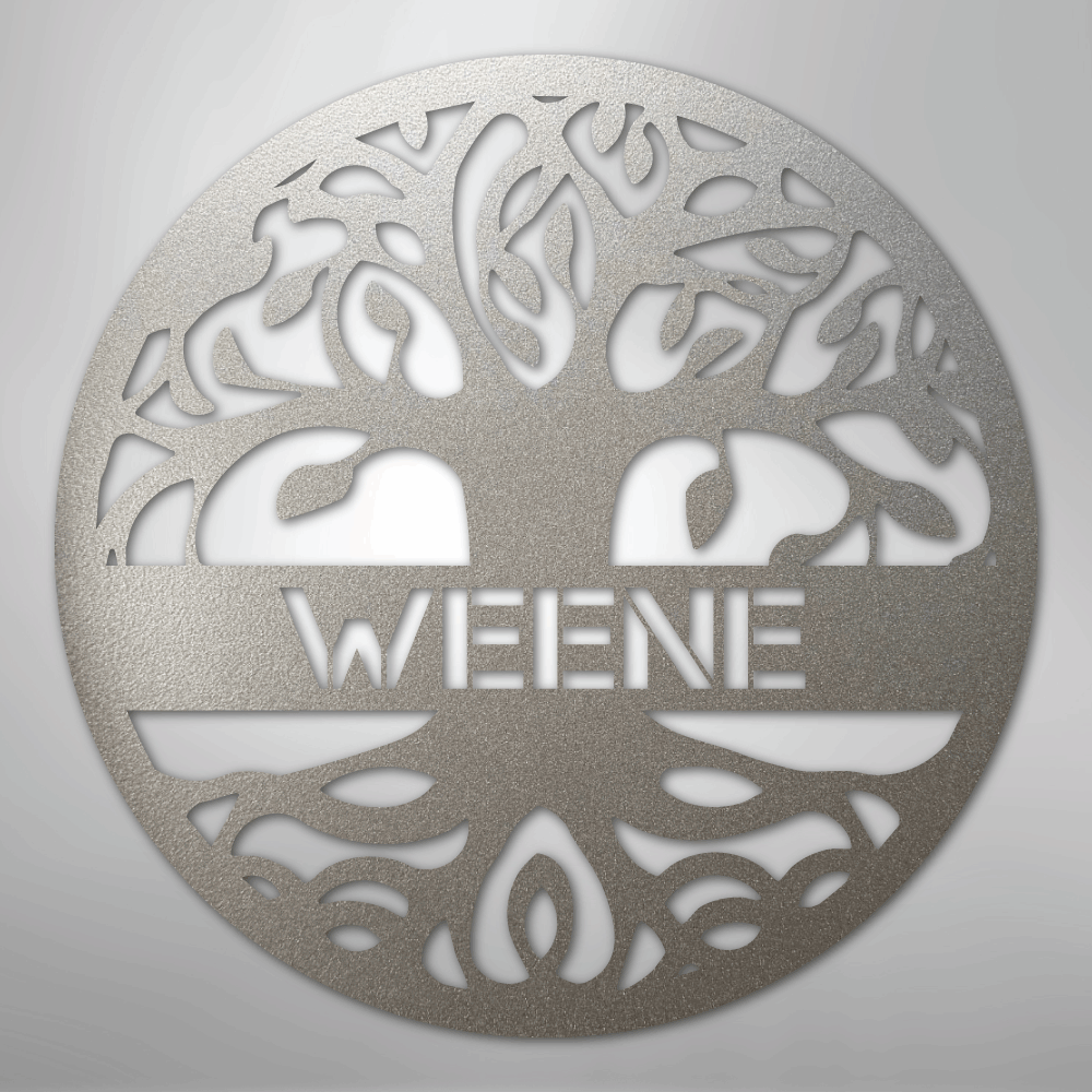 My Easy Monogram Steel Sign Silver / 12" Personalized Tree of Life - Steel Sign