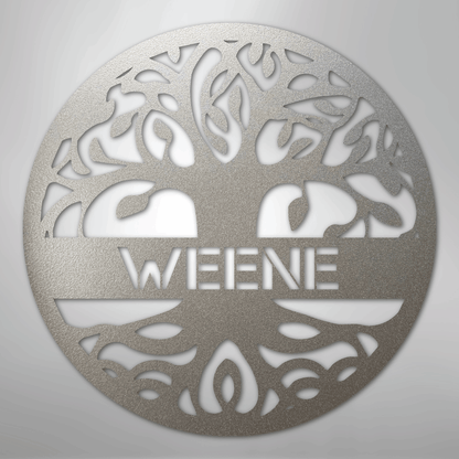 My Easy Monogram Steel Sign Silver / 12" Personalized Tree of Life - Steel Sign