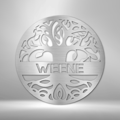 My Easy Monogram Steel Sign Silver / 12" Personalized Tree of Life - Steel Sign