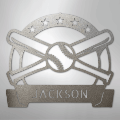 My Easy Monogram Steel Sign Silver / 12" Play Ball Monogram - Metal Sign
