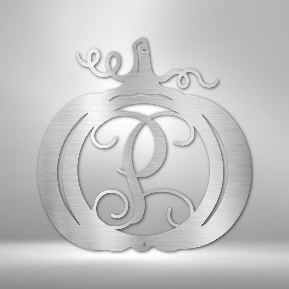 My Easy Monogram Steel Sign Silver / 12" Pumpkin Initial Monogram - Steel Sign