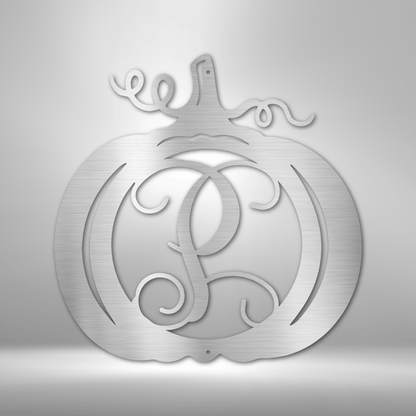 My Easy Monogram Steel Sign Silver / 12" Pumpkin Initial Monogram - Steel Sign