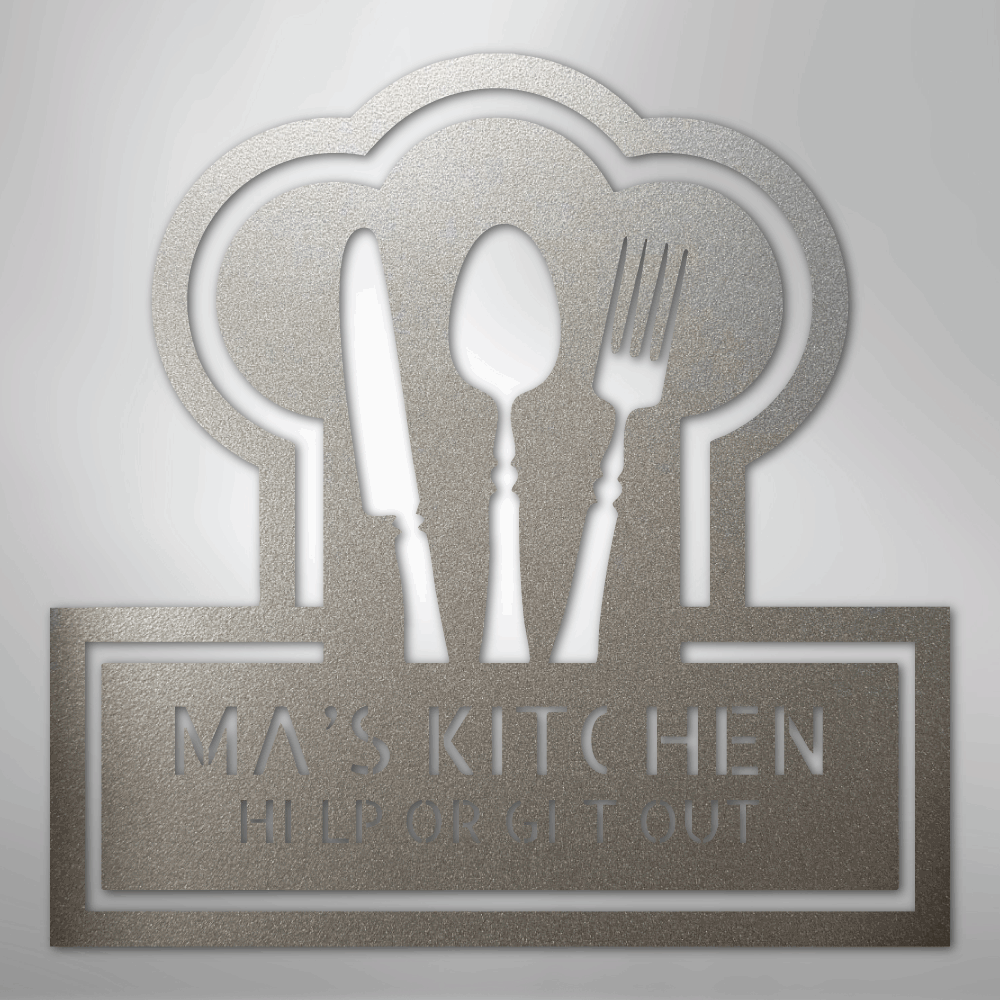 My Easy Monogram Steel Sign Silver / 12" Ruler Of The Kitchen Monogram - Steel Sign