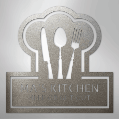 My Easy Monogram Steel Sign Silver / 12" Ruler Of The Kitchen Monogram - Steel Sign