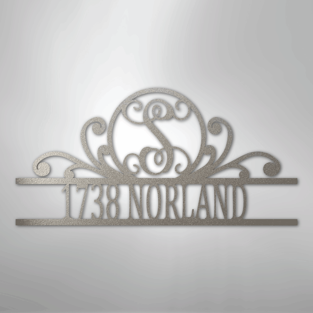 My Easy Monogram Steel Sign Silver / 12" Scroll Family Name Monogram - Steel Sign