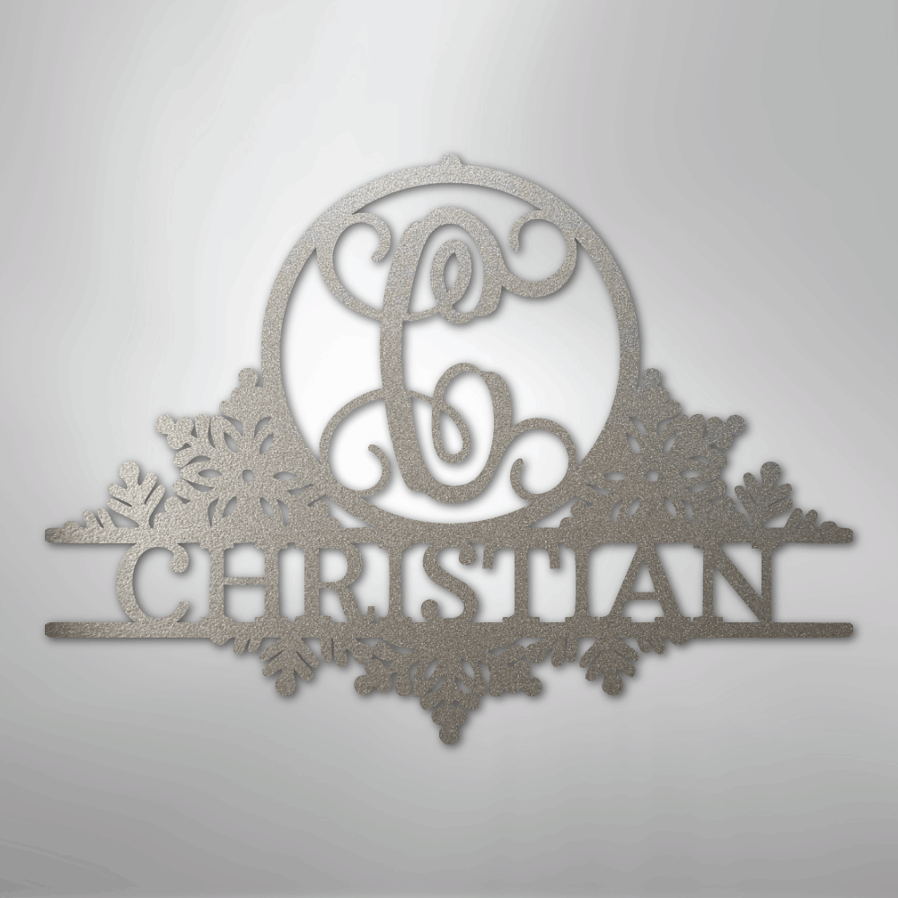 My Easy Monogram Steel Sign Silver / 12" Snowfall Initial Monogram - Steel Sign