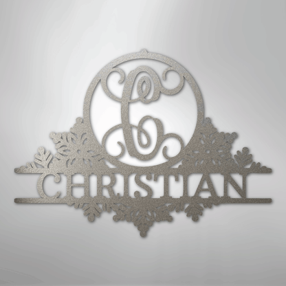 My Easy Monogram Steel Sign Silver / 12" Snowfall Initial Monogram - Steel Sign
