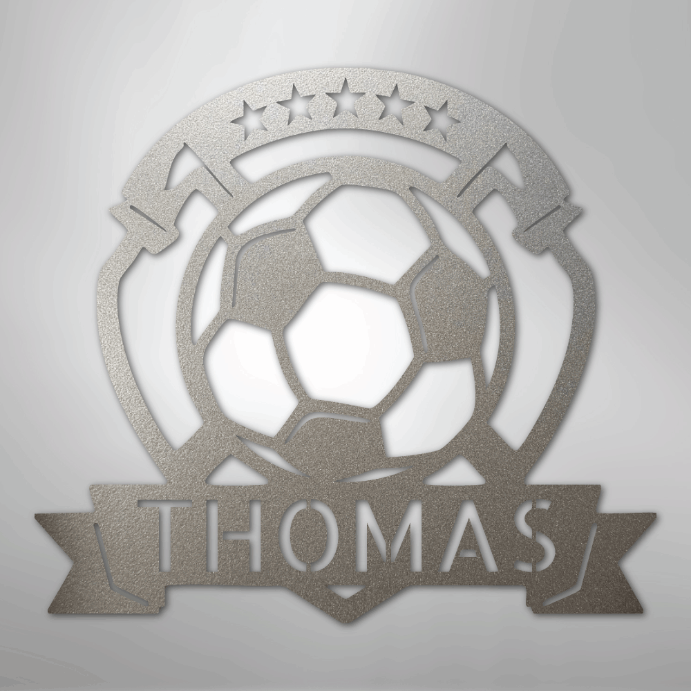 My Easy Monogram Steel Sign Silver / 12" Soccer Plaque Monogram - Steel Sign