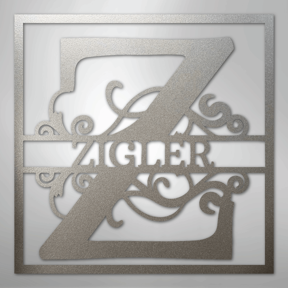 My Easy Monogram Steel Sign Silver / 12" Split Square Monogram - Steel Sign