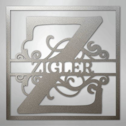 My Easy Monogram Steel Sign Silver / 12" Split Square Monogram - Steel Sign