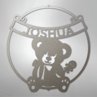 My Easy Monogram Steel Sign Silver / 12" Teddy Banner Monogram - Steel Sign