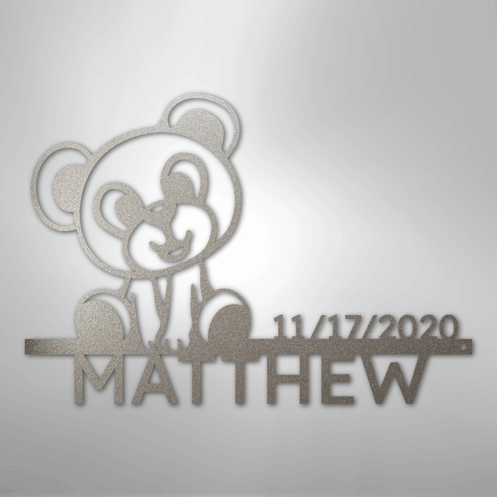 My Easy Monogram Steel Sign Silver / 12" Teddy Monogram - Steel Sign