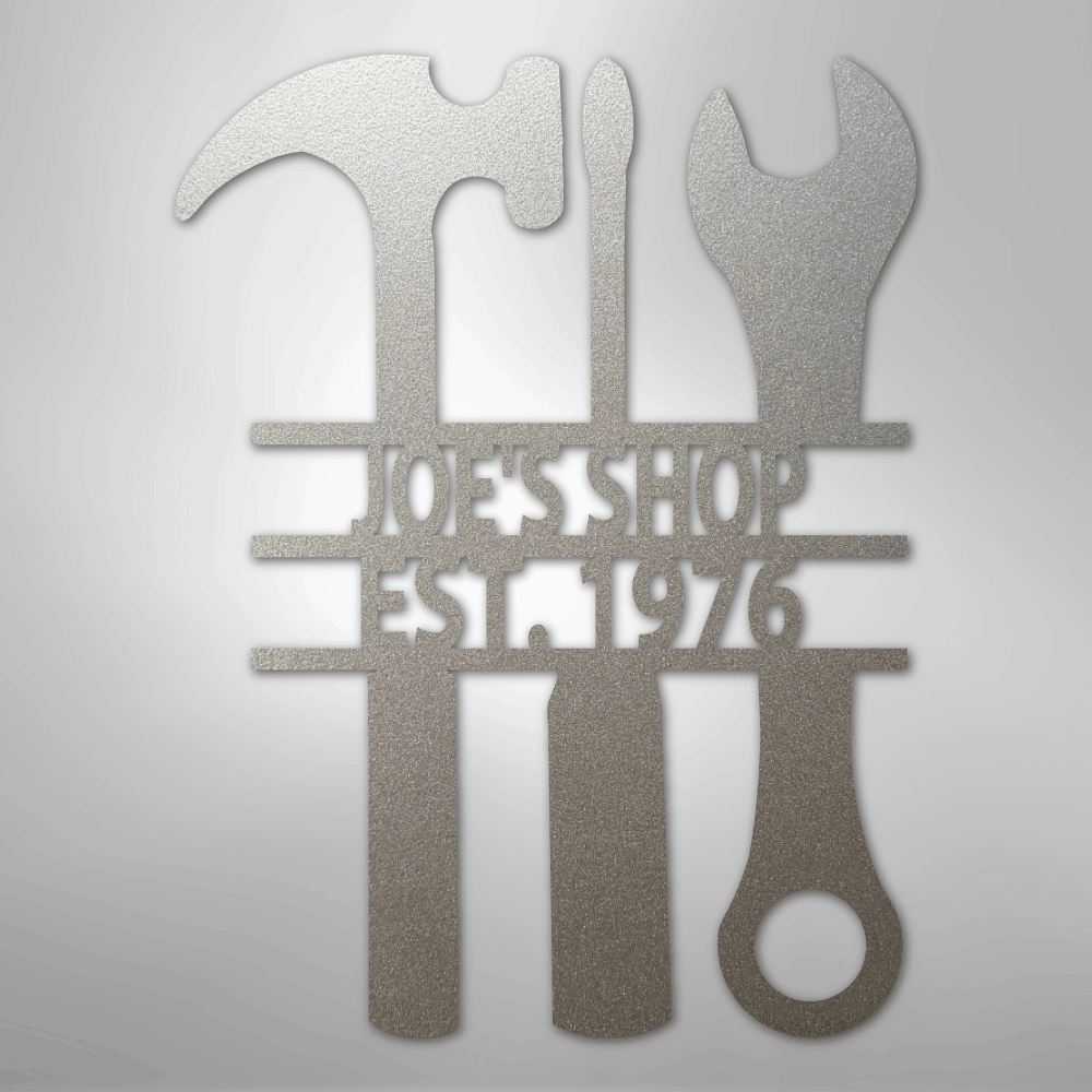 My Easy Monogram Steel Sign Silver / 12" The Garage - Steel Sign