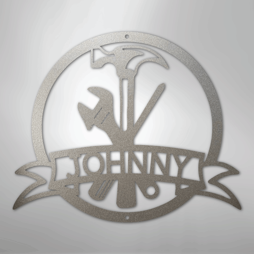 My Easy Monogram Steel Sign Silver / 12" Tool Man Monogram - Steel Sign