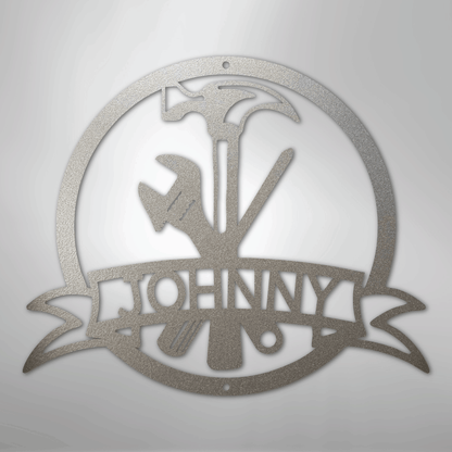 My Easy Monogram Steel Sign Silver / 12" Tool Man Monogram - Steel Sign