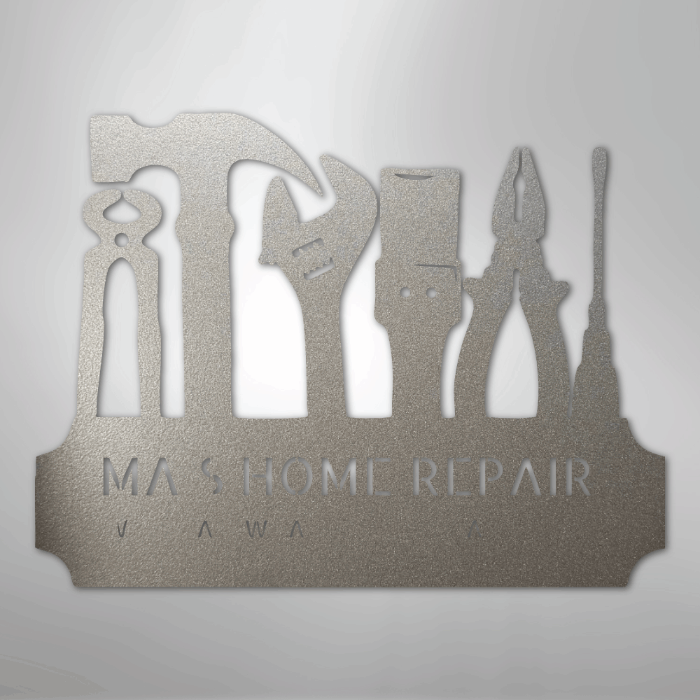 My Easy Monogram Steel Sign Silver / 12" Tool Time Monogram - Steel Sign