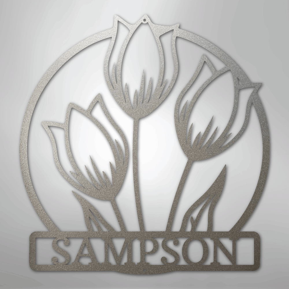 My Easy Monogram Steel Sign Silver / 12" Wild Tulip Monogram - Steel Sign