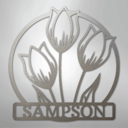 My Easy Monogram Steel Sign Silver / 12" Wild Tulip Monogram - Steel Sign