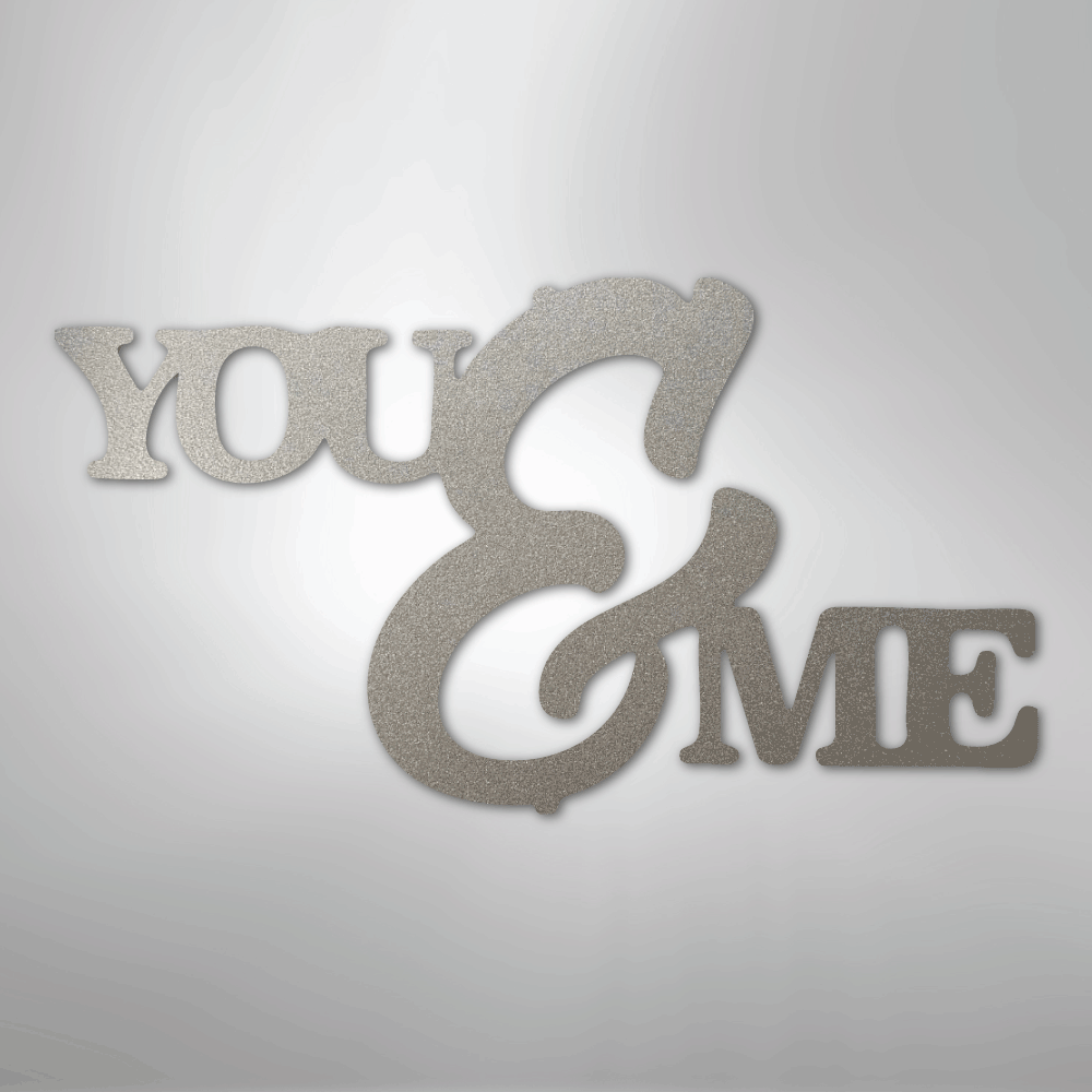 My Easy Monogram Steel Sign Silver / 12" You and Me Script - Steel Sign
