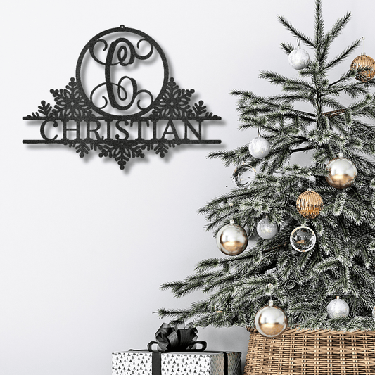 My Easy Monogram Steel Sign Snowfall Initial Monogram - Steel Sign