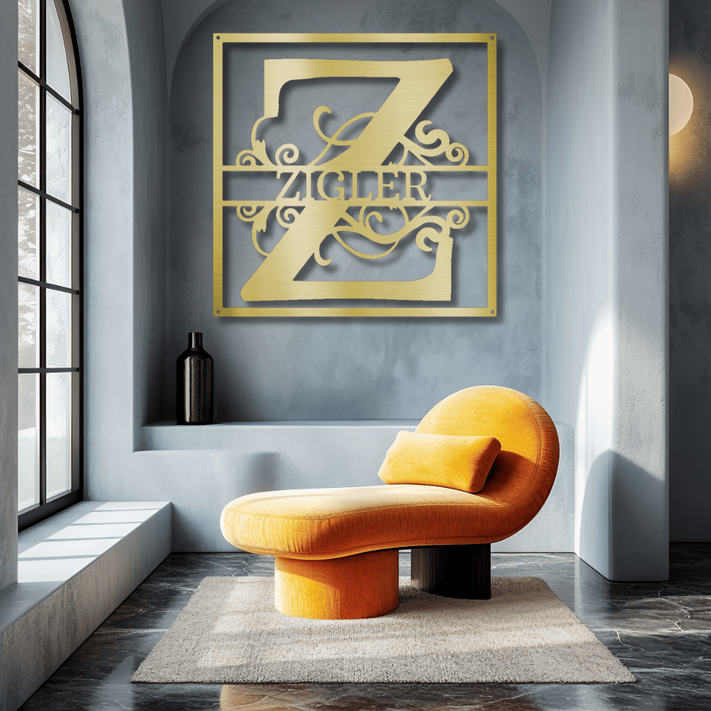 Split Square Monogram Steel Sign | Personalized Home Decor, Gift ...